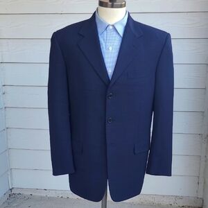 SARTORI Italy Dark Blue Black Weave Super Twist Wool Sz 40 R Mens Sport‎ Coat